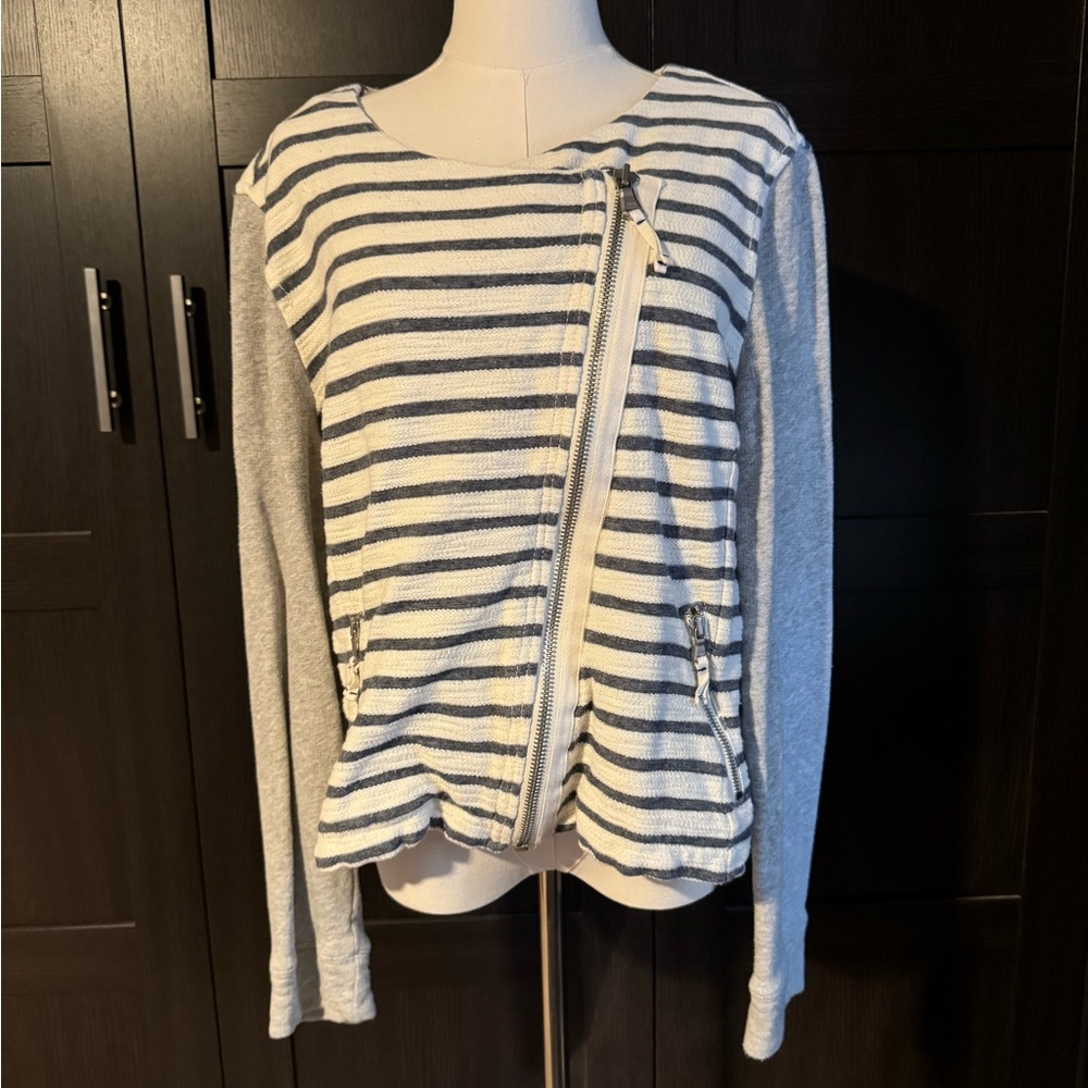 Lou & Grey Sweatshirt Material Moto Jacket with Asymmetrical Design Size L